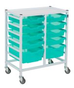 Compact Double Hospital Trolley With 10 Trays