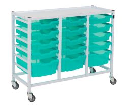 Compact Medical Storage Trolley With 15 Trays