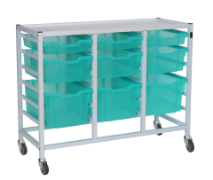 COMPACT MEDICAL TROLLEY WITH 9 TRAYS